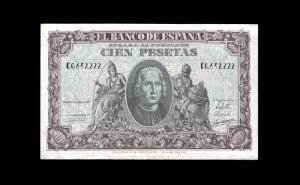 100 Pesetas 1940, serie C, S/C-, esquina doblada anverso