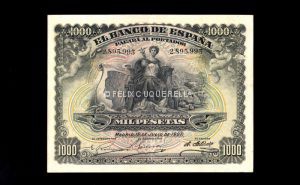 1000 Pesetas Julio 1907, MBC+, con todo su apresto anverso