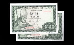 Pareja correlativa 1000 pesetas 1965, serie 1G, EBC+