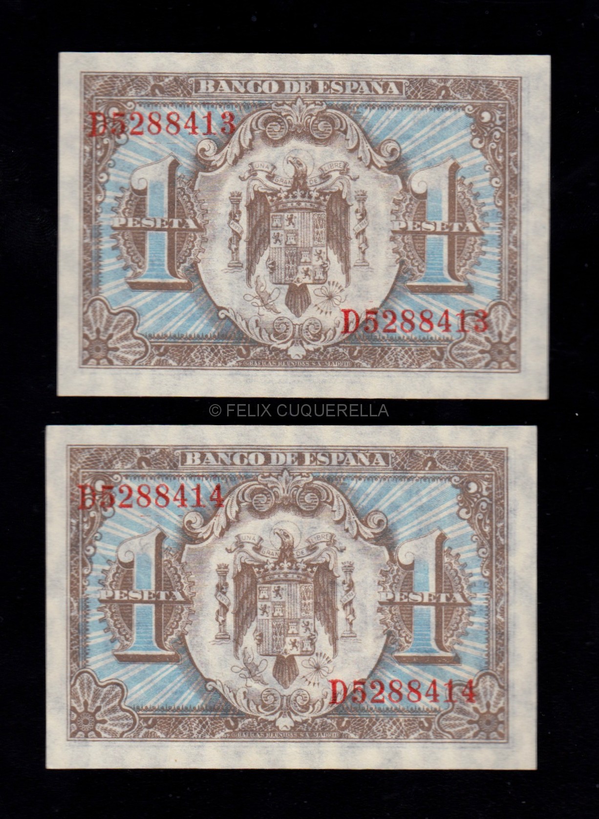 Pareja correlativa 1 Peseta Junio 1940, serie D, S/C- Pareja correlativa 1 Peseta Junio 1940, serie D, S/C-