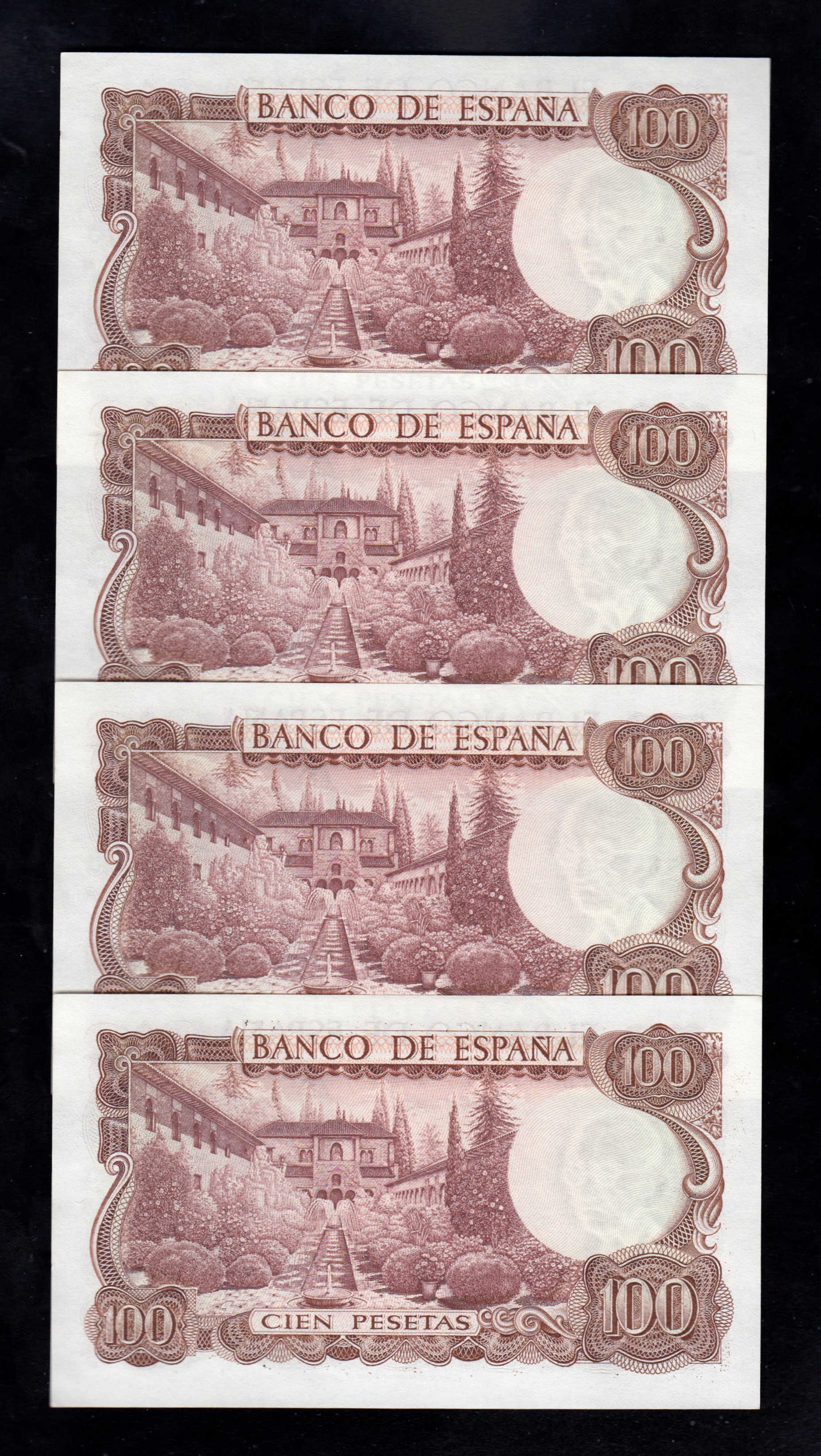 4 Billetes correlativos 100 Pesetas 1970, serie 4L, S/C- 4 Billetes correlativos 100 Pesetas 1970, serie 4L, S/C-