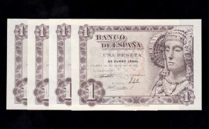 4 billetes correlativos 1 Peseta 1948, serie 1K, S/C