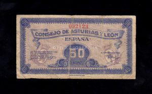 Asturias y León, 50 céntimos, B/C, sucio anverso