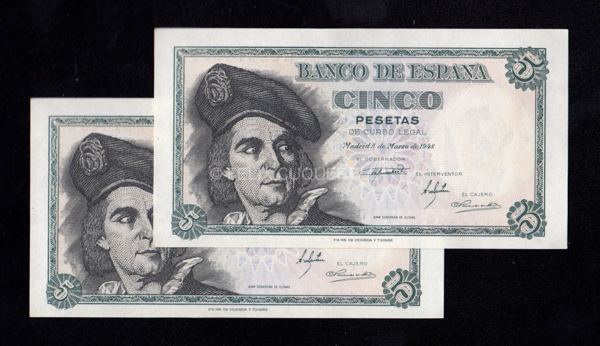 Pareja correlativa 5 pesetas 1948, serie H, S/C- Pareja correlativa 5 pesetas 1948, serie H, S/C-