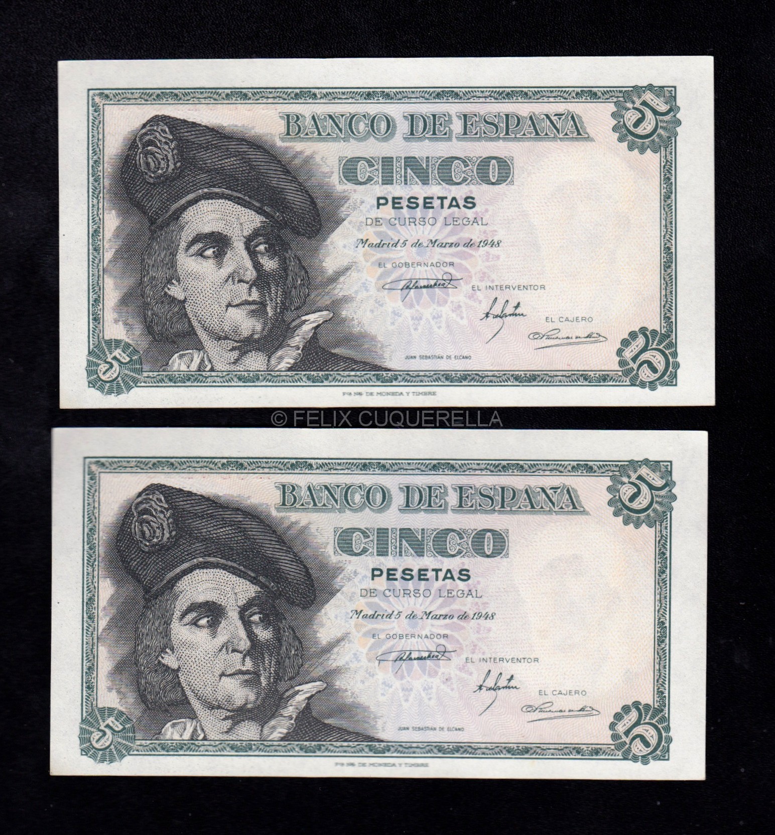 Pareja correlativa 5 pesetas 1948, serie H, S/C- Pareja correlativa 5 pesetas 1948, serie H, S/C-