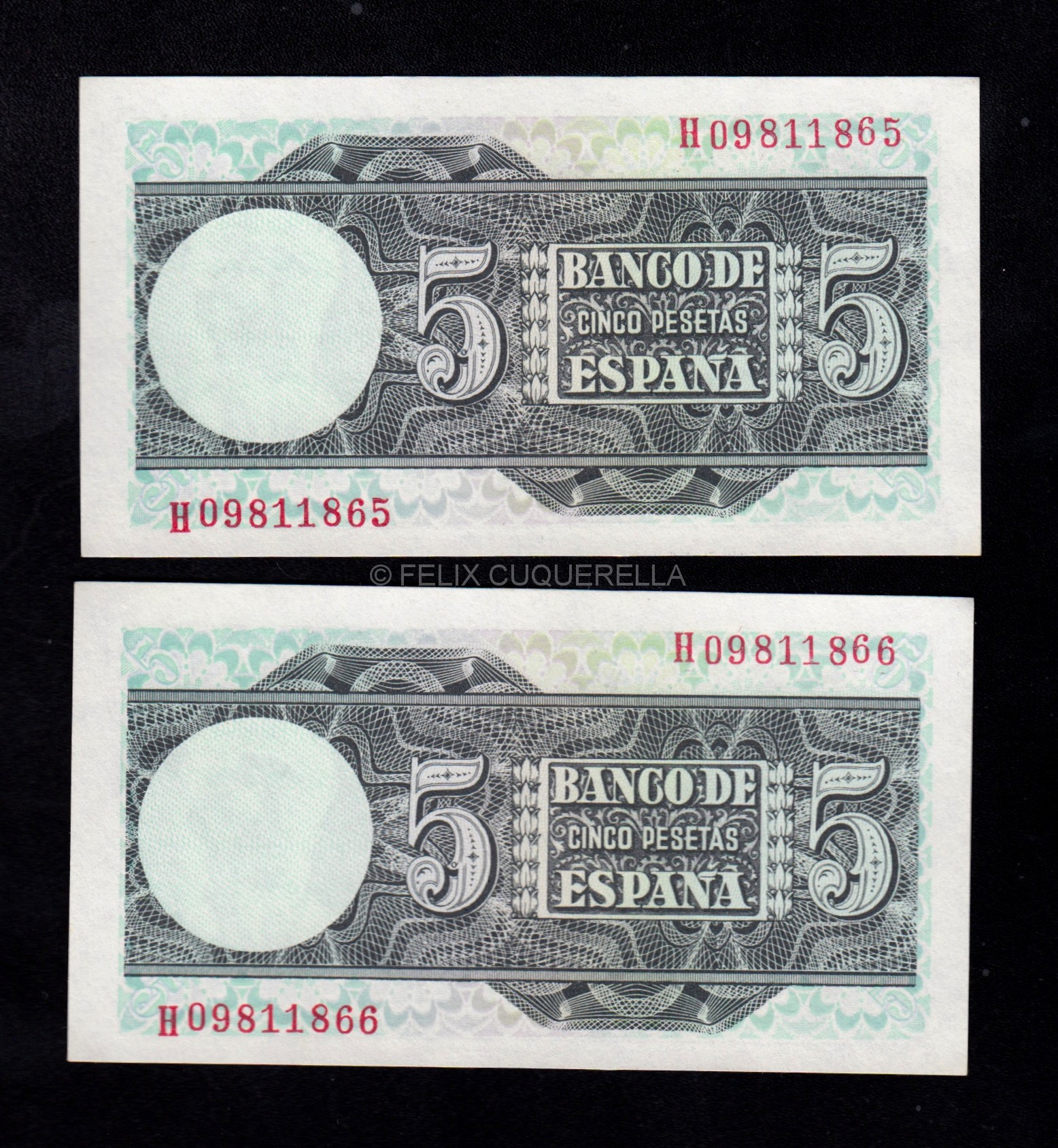Pareja correlativa 5 pesetas 1948, serie H, S/C- Pareja correlativa 5 pesetas 1948, serie H, S/C-