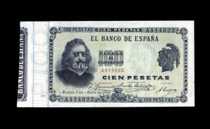 100 Pesetas 1900, serie A, EBC-, reparación en margen superior anverso