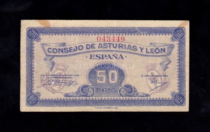 Asturias y León, 50 céntimos, EBC-, manchas en margen superior anverso Asturias y León, 50 céntimos, EBC-, manchas en margen superior anverso