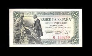 5 pesetas 1945, serie G, EBC- anverso