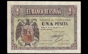 1 Peseta Febrero 1938, serie F, S/C-, manchado
