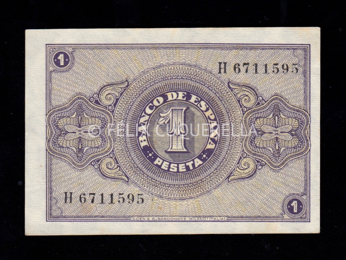 1 Peseta Abril 1938, serie H, S/C-, descentrado y sucio 1 Peseta Abril 1938, serie H, S/C-, descentrado y sucio