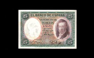25 Pesetas 1931, sin serie, EBC, manchado anverso