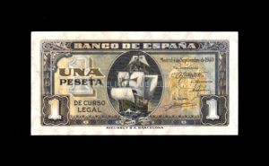 1 Peseta Septiembre 1940, sin serie, S/C-, pico doblado, marca en esquina anverso