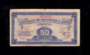 Asturias y León, 50 céntimos, B/C+ anverso