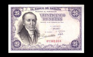 25 Pesetas 1946, sin serie, EBC, doblez central muy marcado anverso