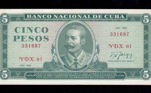 Cuba 5 Pesos 1987, S/C-, P.103c .