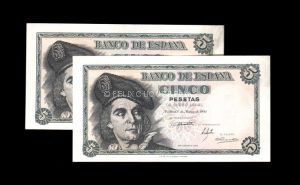 Pareja correlativa 5 pesetas 1948, serie K, S/C