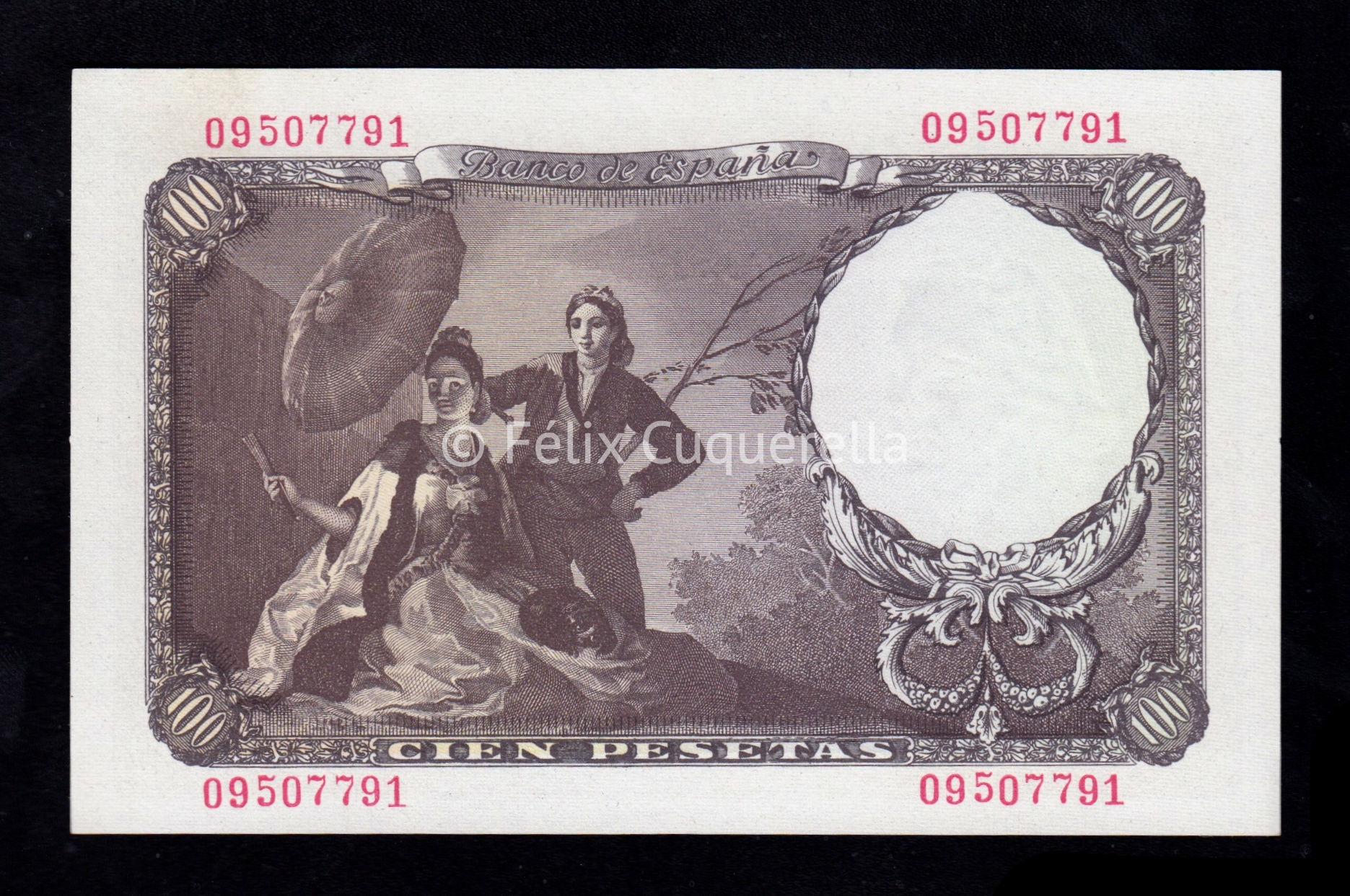 100 Pesetas 1946, sin serie, S/C- 100 Pesetas 1946, sin serie, S/C-