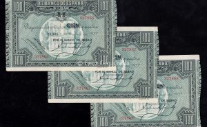 Banco de Bilbao 1937, trío correlativo 100 pesetas, EBC, banco de Bilbao