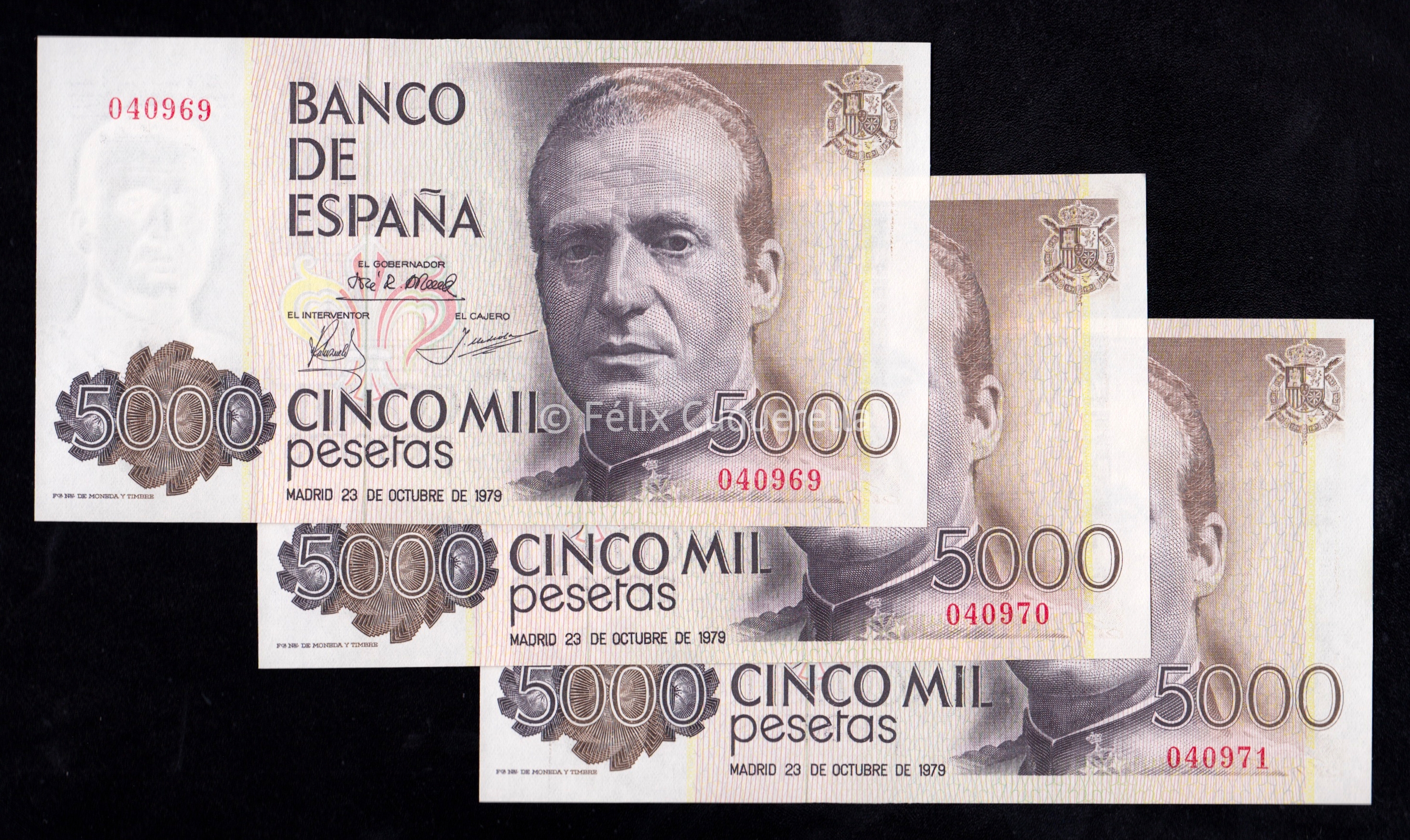 Trío correlativo 5000 pesetas 1979, sin serie, S/C- Trío correlativo 5000 pesetas 1979, sin serie, S/C-