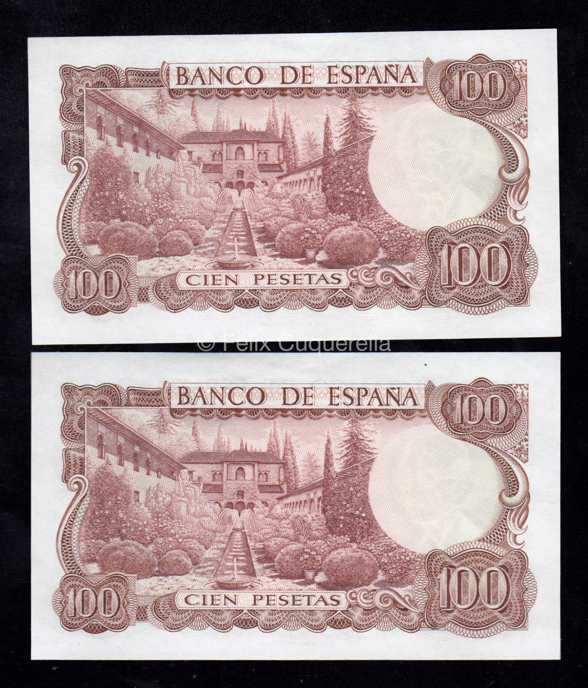 Pareja correlativa 100 Pesetas 1970, serie 9A, S/C- Pareja correlativa 100 Pesetas 1970, serie 9A, S/C-