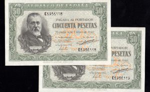 Pareja correlativa 50 Pesetas 1940, serie C, S/C