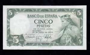 5 pesetas 1954, serie N, S/C-