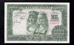 1000 pesetas 1957, sin serie, EBC