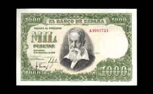 1000 pesetas 1951, serie A, EBC+, pico doblado anverso