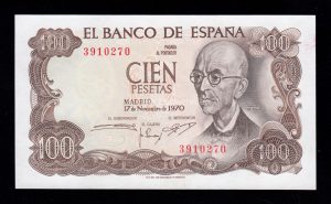 100 Pesetas 1970, sin serie, S/C-
