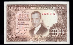 100 Pesetas 1953, serie 2X, S/C