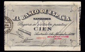 Banco de Santander 1936, 100 pesetas, EBC-