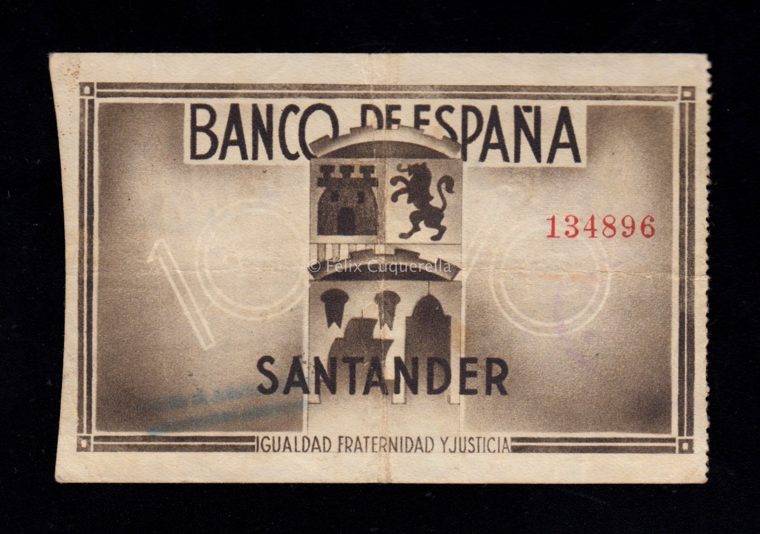 Banco de Santander 1936, 10 pesetas, MBC+ Banco de Santander 1936, 10 pesetas, MBC+