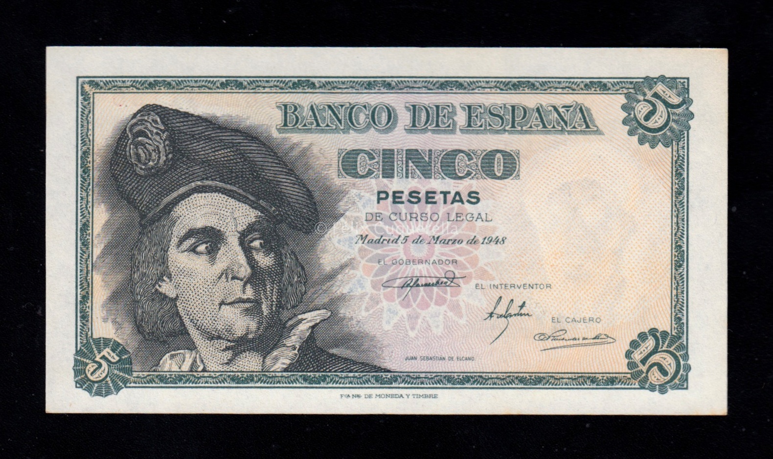 5 pesetas 1948, serie B, S/C- 5 pesetas 1948, serie B, S/C-