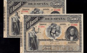 Pareja Correlativa 500 Pesetas Enero 1884, EBC-