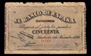Banco de Santander 1936, 50 pesetas, B/C-