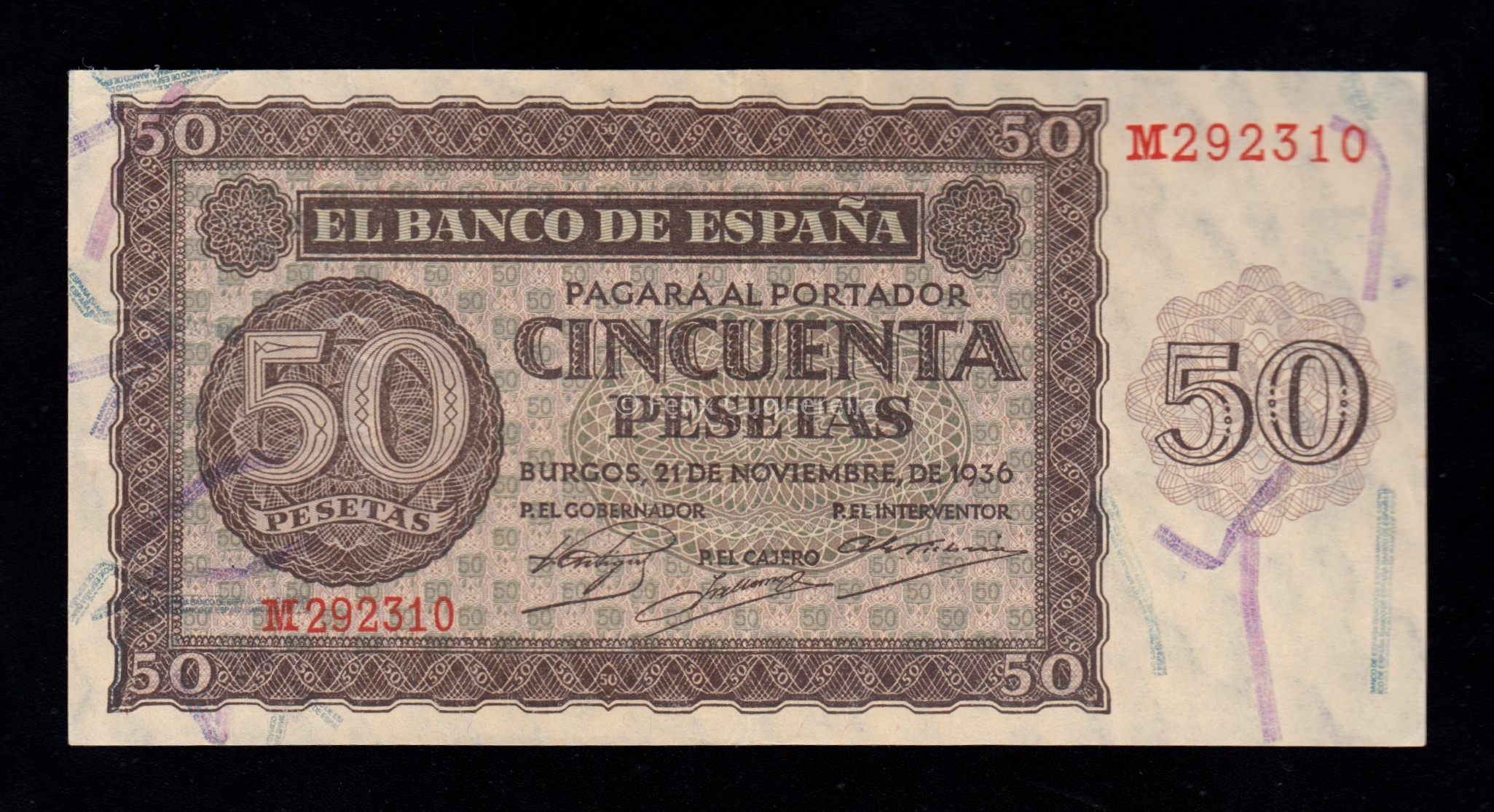 50 Pesetas 1936, serie M, EBC 50 Pesetas 1936, serie M, EBC