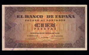 100 pesetas 1938, serie A, EBC+