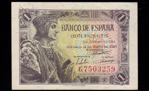 1 Peseta 1943, serie G, S/C-
