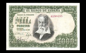 1000 pesetas 1951, serie A, EBC, con todo su apresto, doblez muy marcado anverso