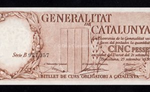 Generalidad, 5 pesetas, serie B, EBC+