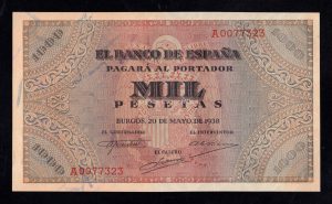 1000 Pesetas 1938, serie A, S/C