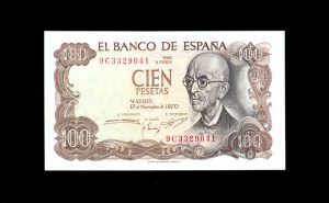 100 Pesetas 1970, serie 9C, EBC+ anverso