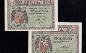 Pareja correlativa 1 Peseta Febrero 1938, serie E, S/C