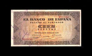 100 Pesetas 1938, serie B, MBC+ anverso
