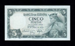 5 pesetas 1954, serie C, S/C-