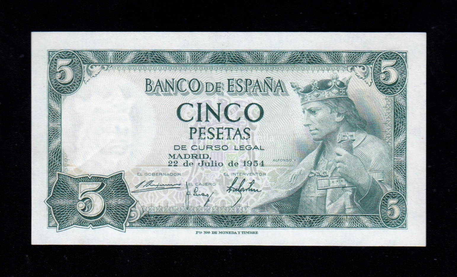 5 pesetas 1954, serie D, S/C- 5 pesetas 1954, serie D, S/C-
