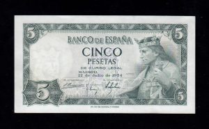 5 pesetas 1954, serie E, S/C-