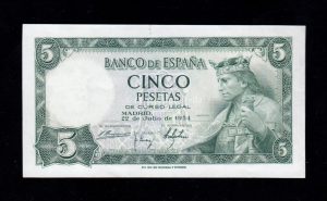 5 pesetas 1954, serie K, S/C-