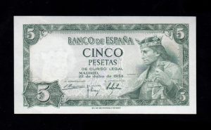 5 pesetas 1954, serie T, S/C-